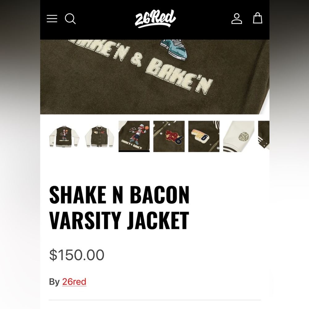 Street wear 26 RED Shake n Bacon Varsity Jacket- NWT - Picture 4 of 5